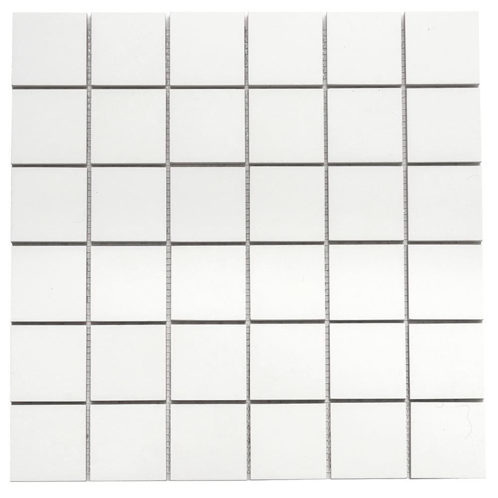 The Tile Life Penthouse White Porcelain Grid Mosaic Tile Sample - 4 x 4 in. - Matte - 1-Piece - Floor, Wall, Backsplash