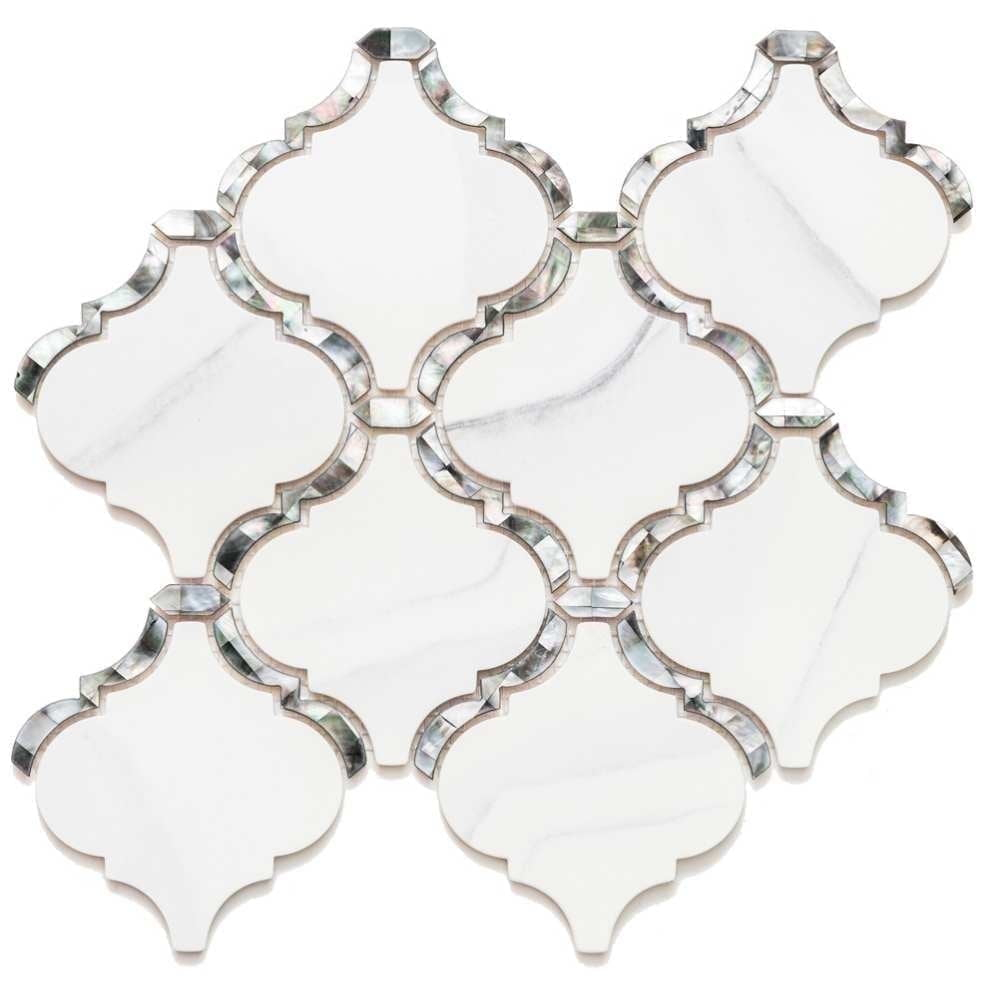 The Tile Life Tahitian Pearl Lantern 5x4.5 Statuario Silver Glass Wall Tile - 4x4 Sample