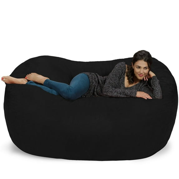 Theater Sacks LLC Large Memory Foam Microsuede Bean Bag Chair Loveseat Black Micro Suede