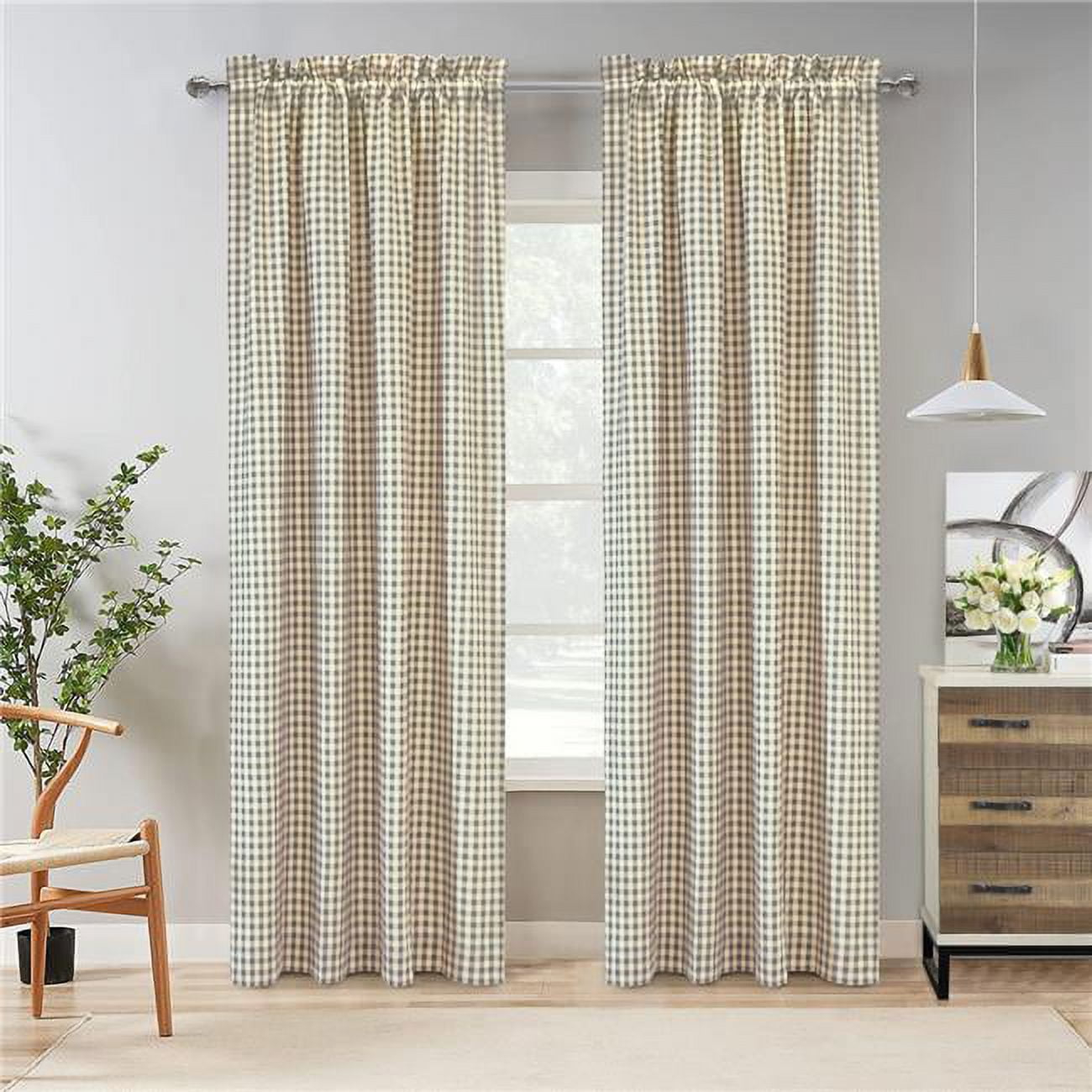 Thermalogic 72096-171-80-63-404 40 x 63 in. Checkmate Pole Top Curtain Panel, Grey