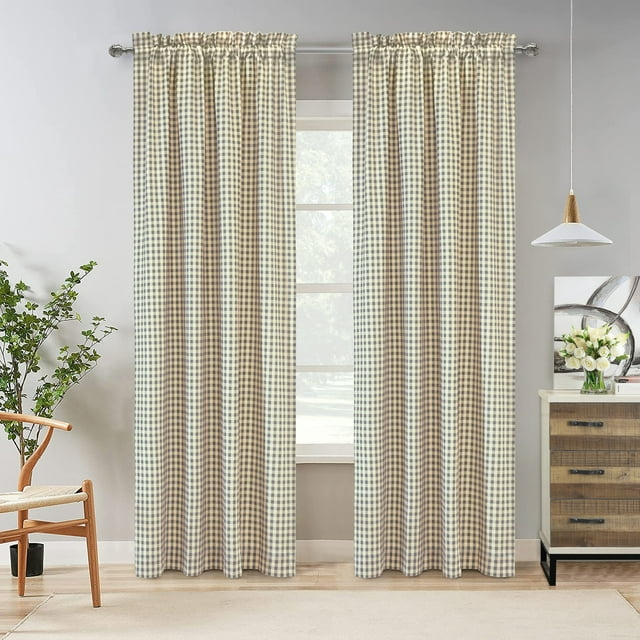 Thermalogic 72096-171-80-63-404 40 x 63 in. Checkmate Pole Top Curtain Panel, Grey