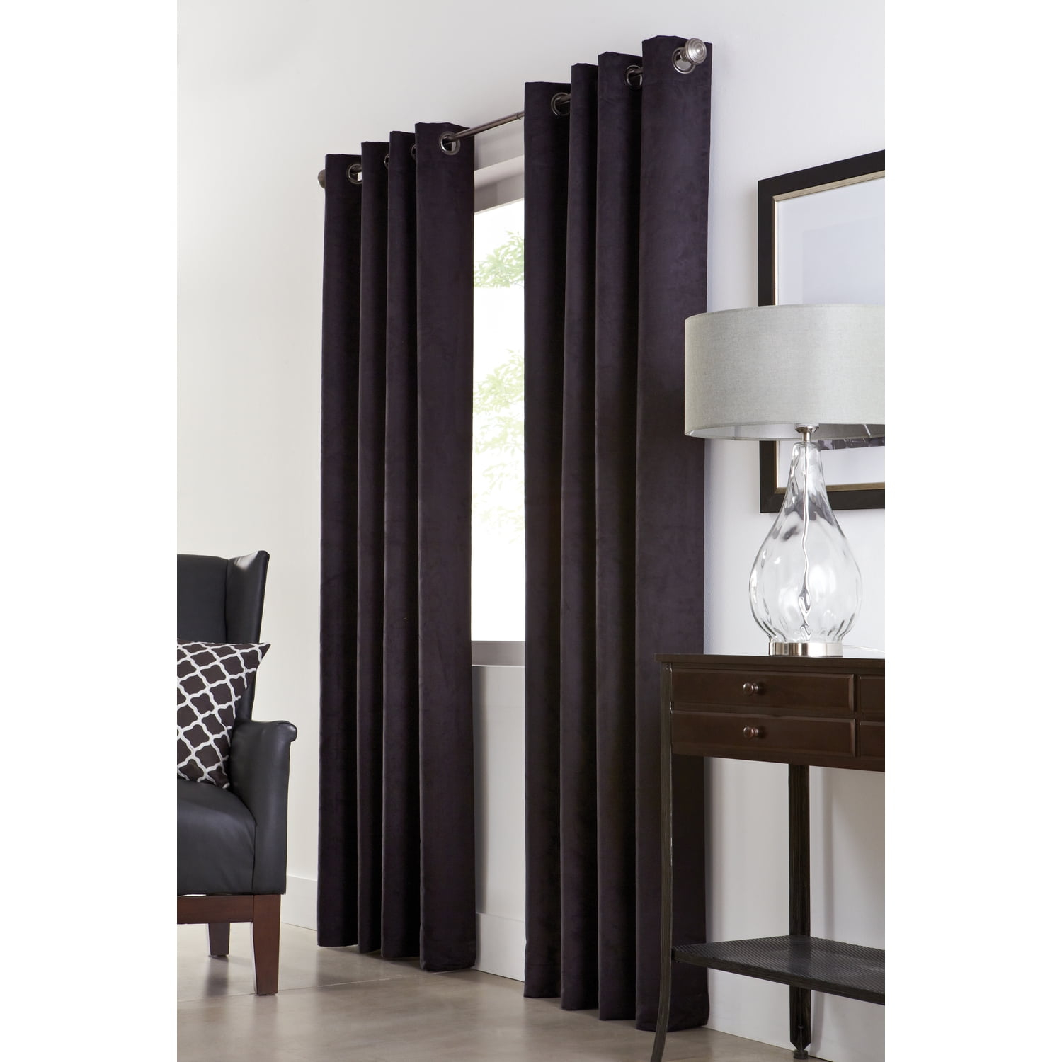 Commonwealth Thermaplus Navar Blackout Faux Suede Grommet Top Panel - 54x84" - Black