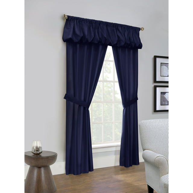 Commonwealth Thermalogic Prescott 5-Piece Window Covering Set With 3" Rod Pocket - 80"x63" - Navy