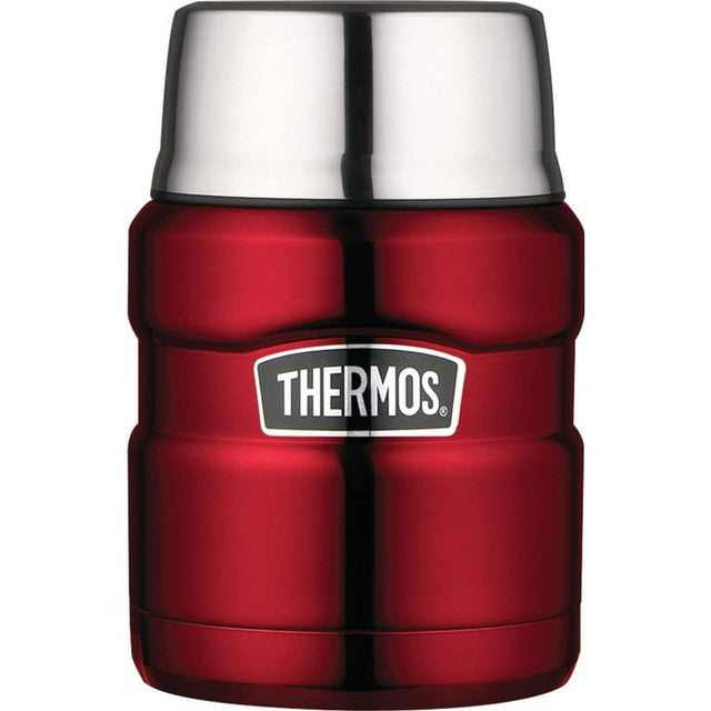 Thermos Stainless King Vacuum Insulated Food Jar with Folding Spoon, Rustic Red, 16oz