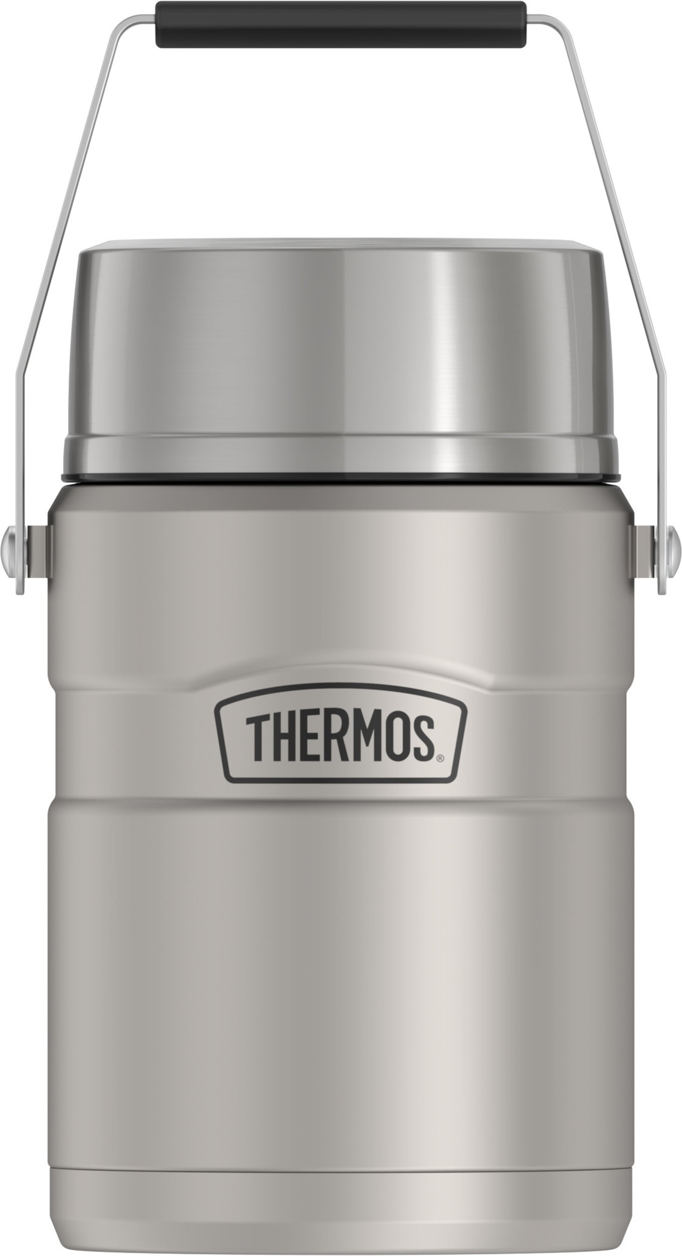 Thermos Stainless King Vacuum Insulated Food Jar with Folding Spoon & 2 Containers, Matte Stainless, 47oz
