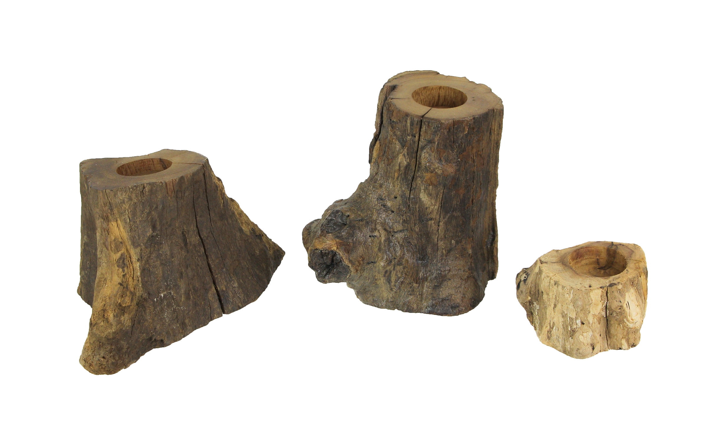 Things2Die4 Set of 3 Natural Gamal Branch Wood Single Tealight Candle Holders
