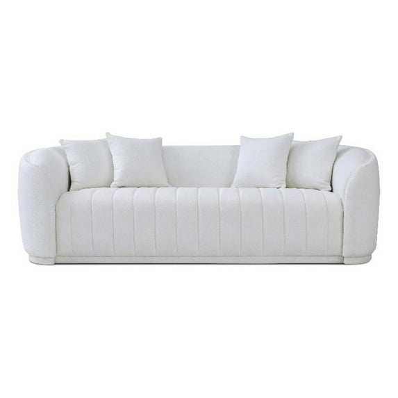 Thirst Mid Century Modern Luxury Tight Back Boucle Couch in White