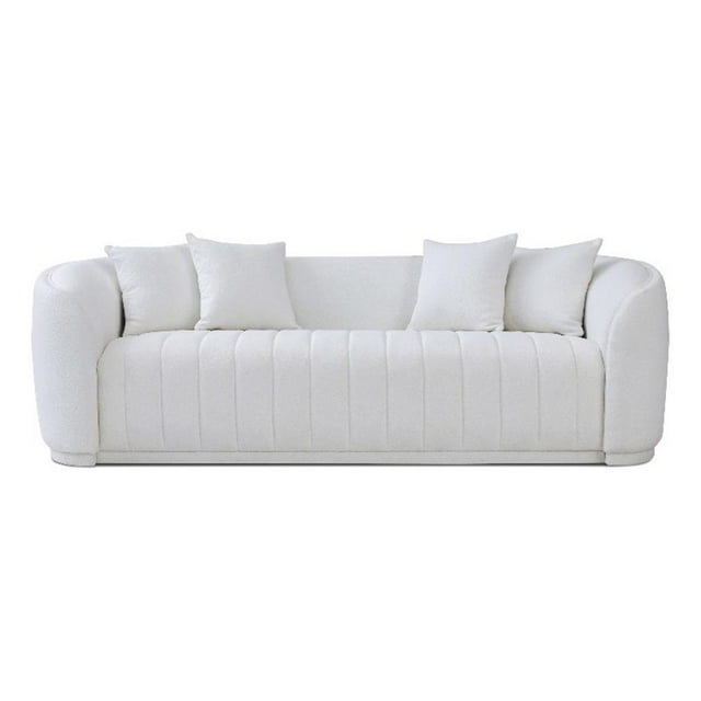 Thirst Mid Century Modern Luxury Tight Back Boucle Couch in White