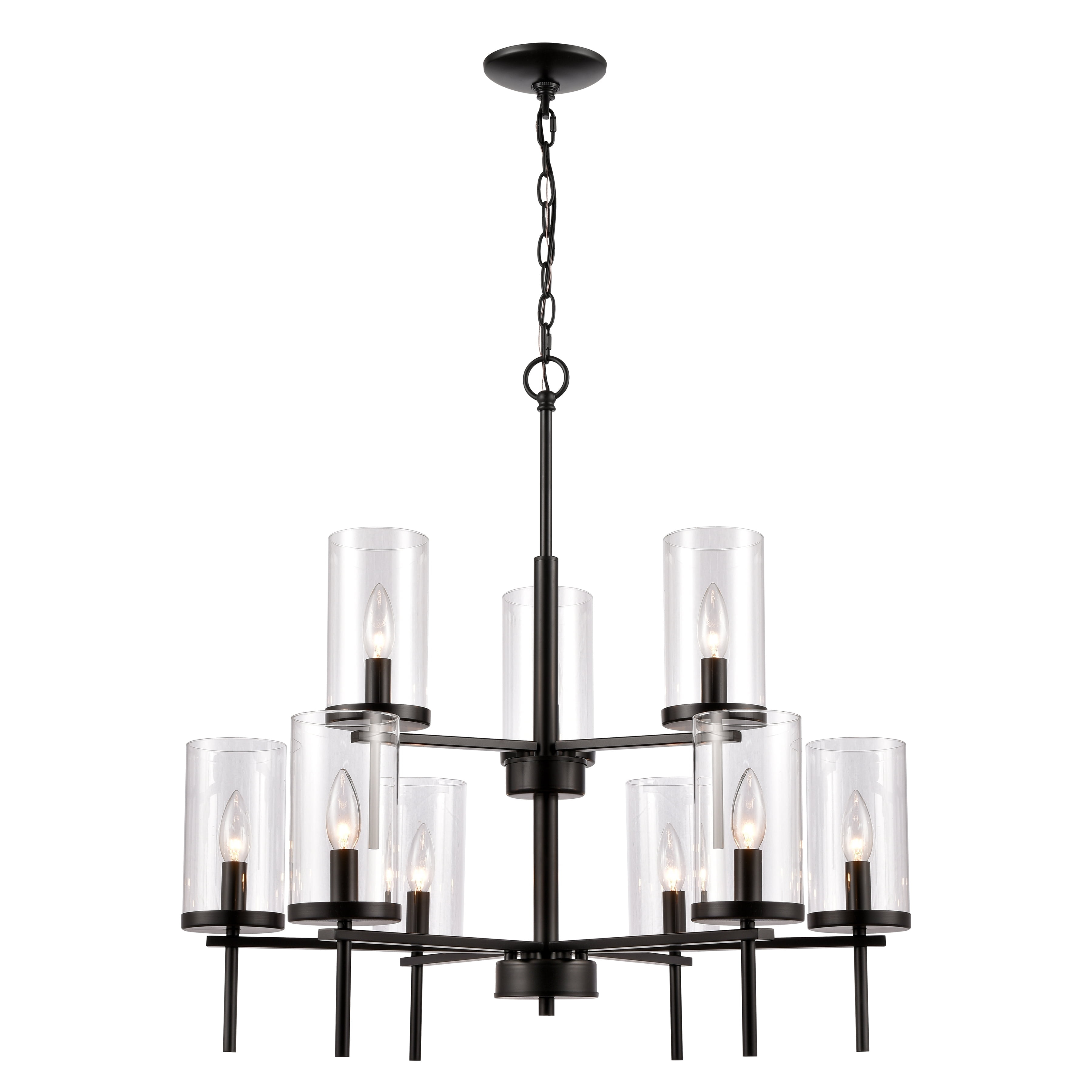 Thomas Lighting - 9 Light Chandelier-Black Finish    -Traditional Installation