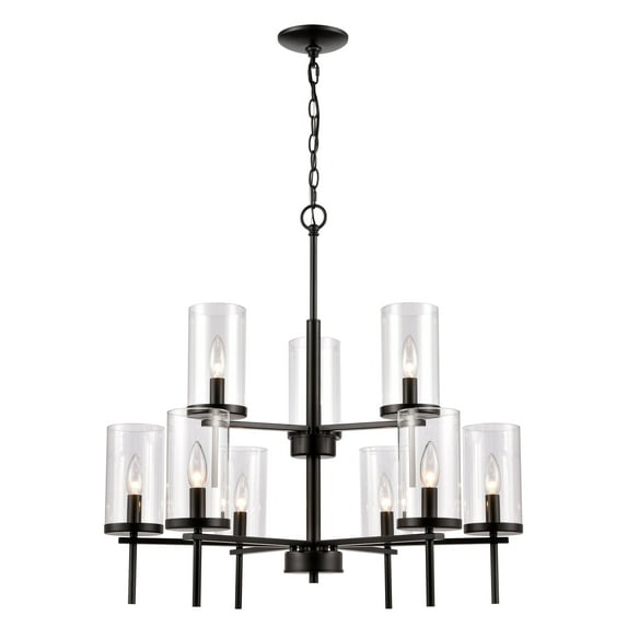 Thomas Lighting - 9 Light Chandelier-Black Finish    -Traditional Installation