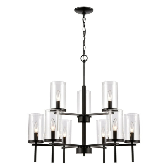Thomas Lighting - 9 Light Chandelier-Black Finish    -Traditional Installation