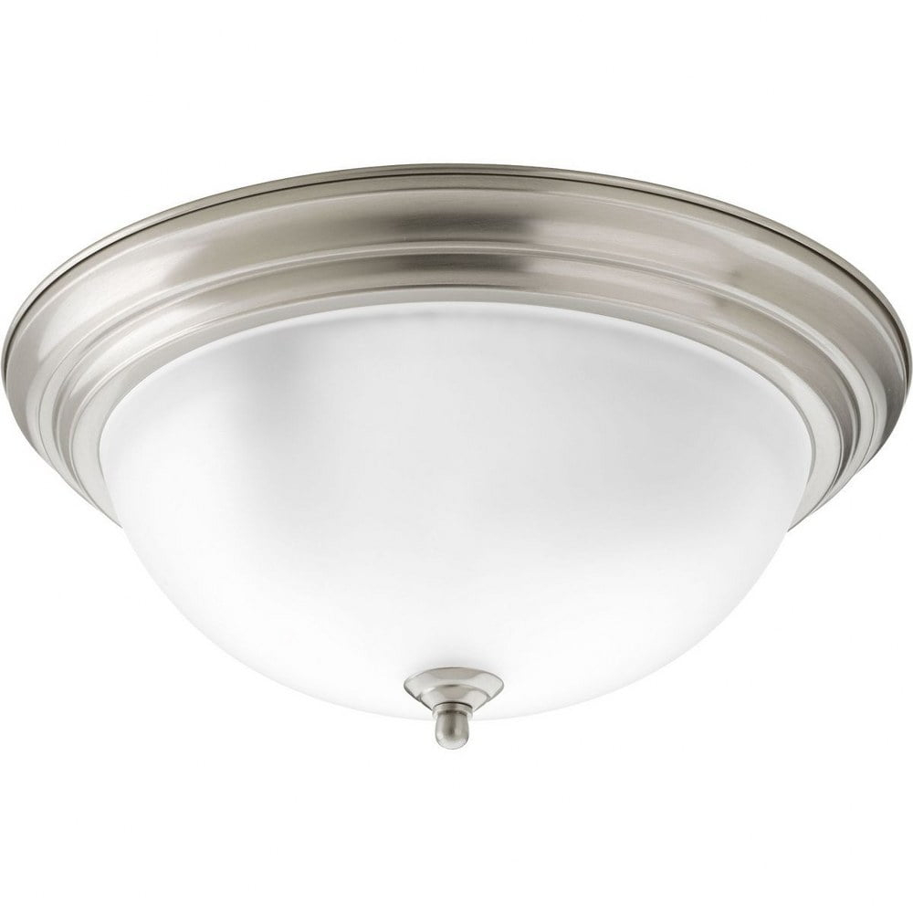 Progress Lighting, Melon Collection, 3-Light Flush Mount, Brushed Nickel, Alabaster Glass Shade