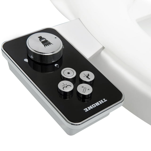 Throne Bidet Attachment for Toilet – USA Patented - Non-Electric Self Cleaning Water Sprayer Toilet Bidet Double Nozzle (Frontal & Rear Wash) Bidet Toilet Seat Attachment, Easy Install