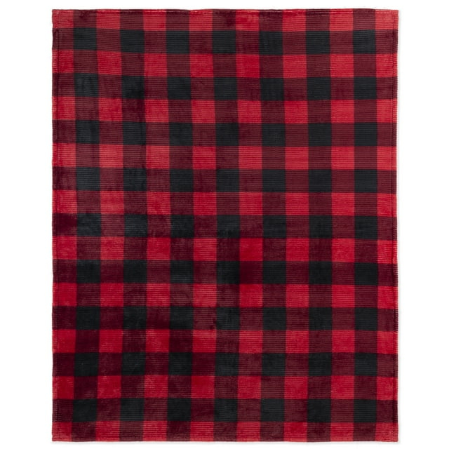 Throw Flannel Printed Ribbed 48X60 Red Plaid