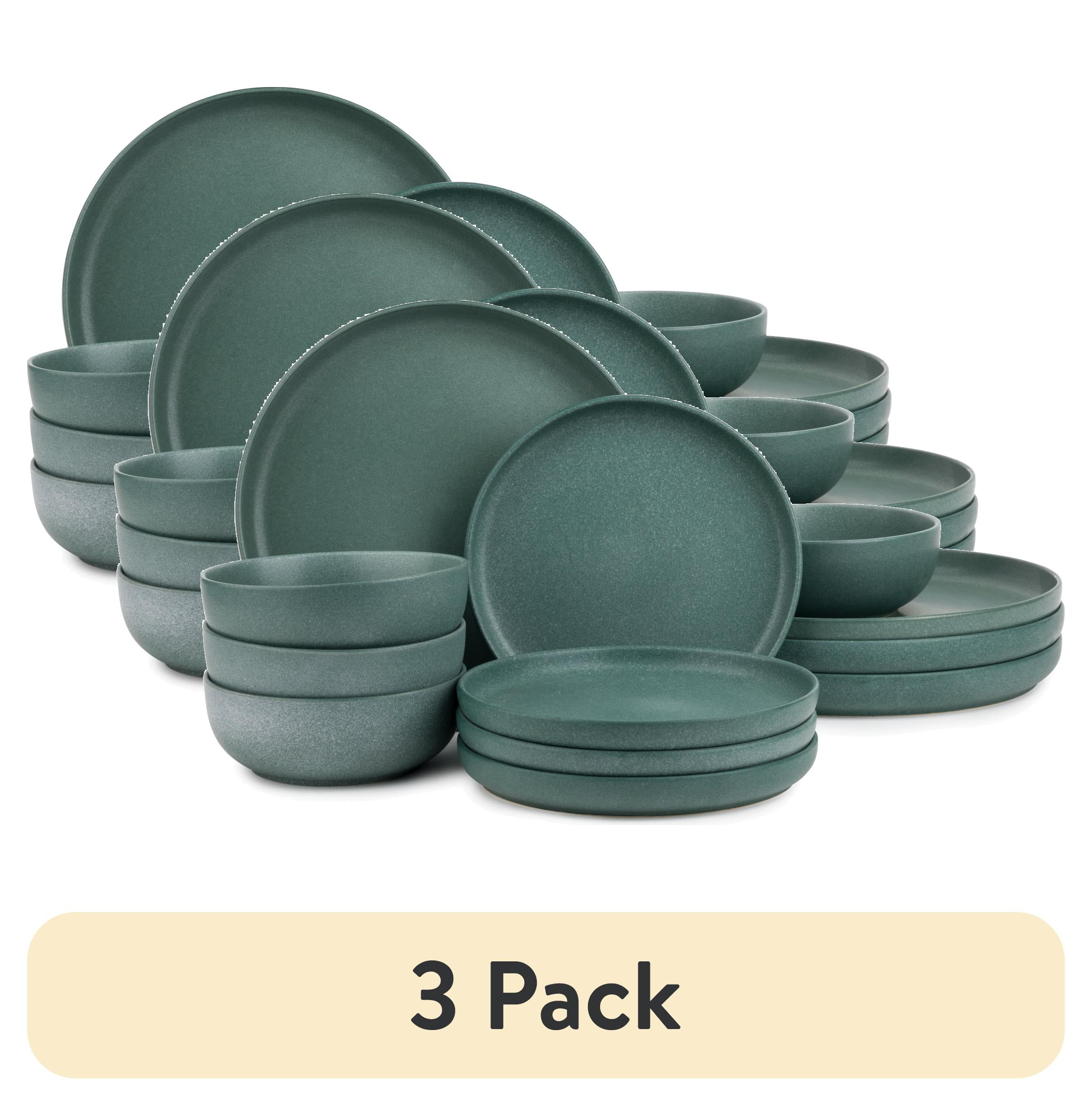 Thyme & Table 12-Piece Stoneware Dinnerware Set, Caspian Green Collection