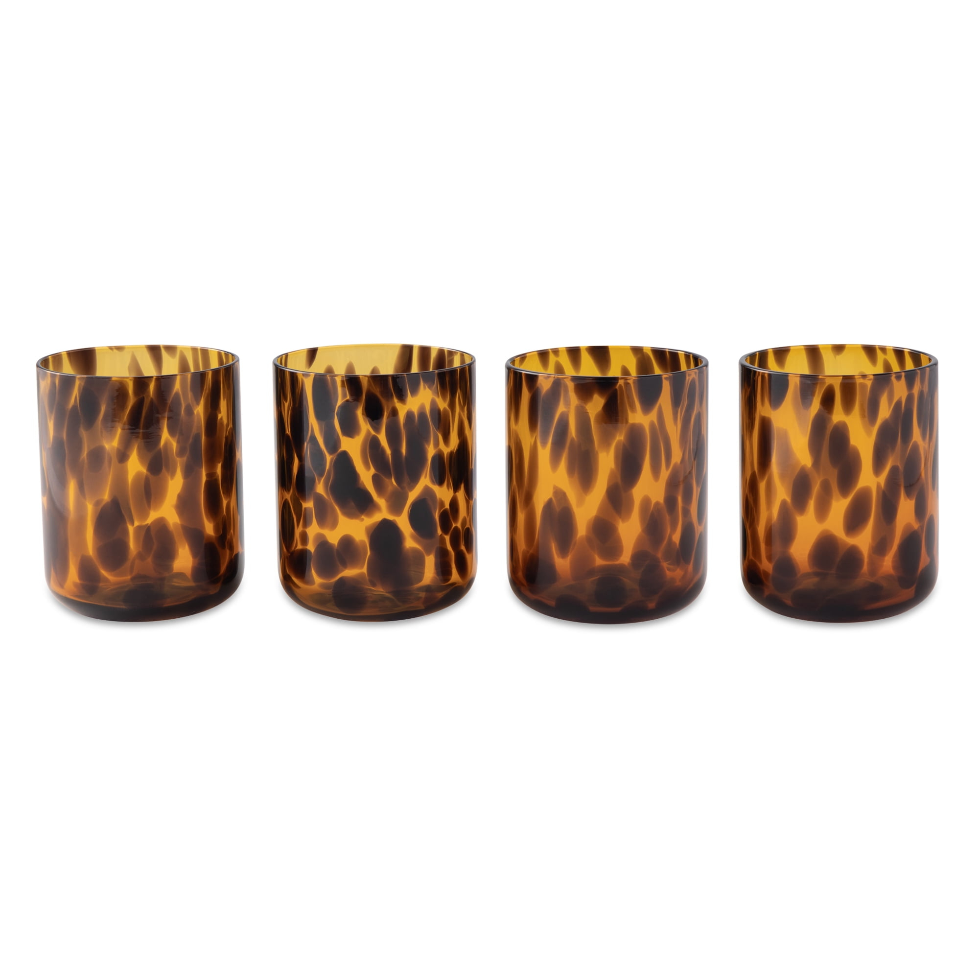 Thyme & Table 4-Pack 12oz Tortoise Black Drinking Glass Set