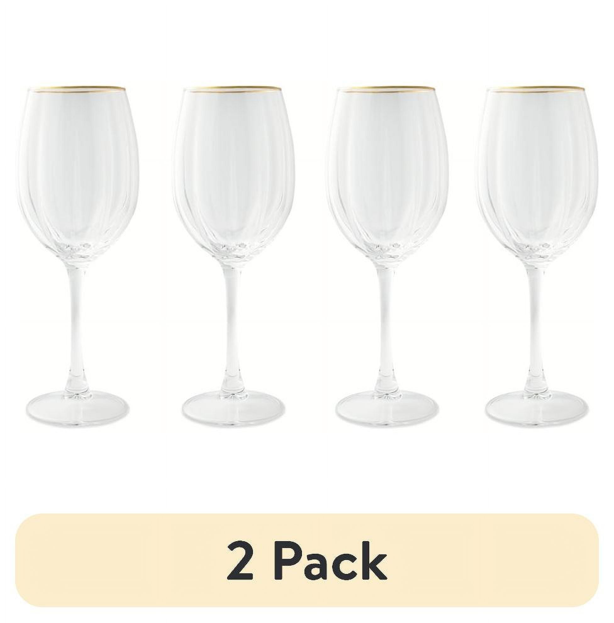 Thyme & Table 4-Pack Scalloped Wine Glass Set with Gold Rim