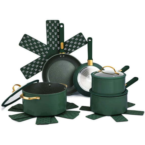 Thyme & Table Granite 12-Piece Cookware Set Non-Stick - Hunter Green