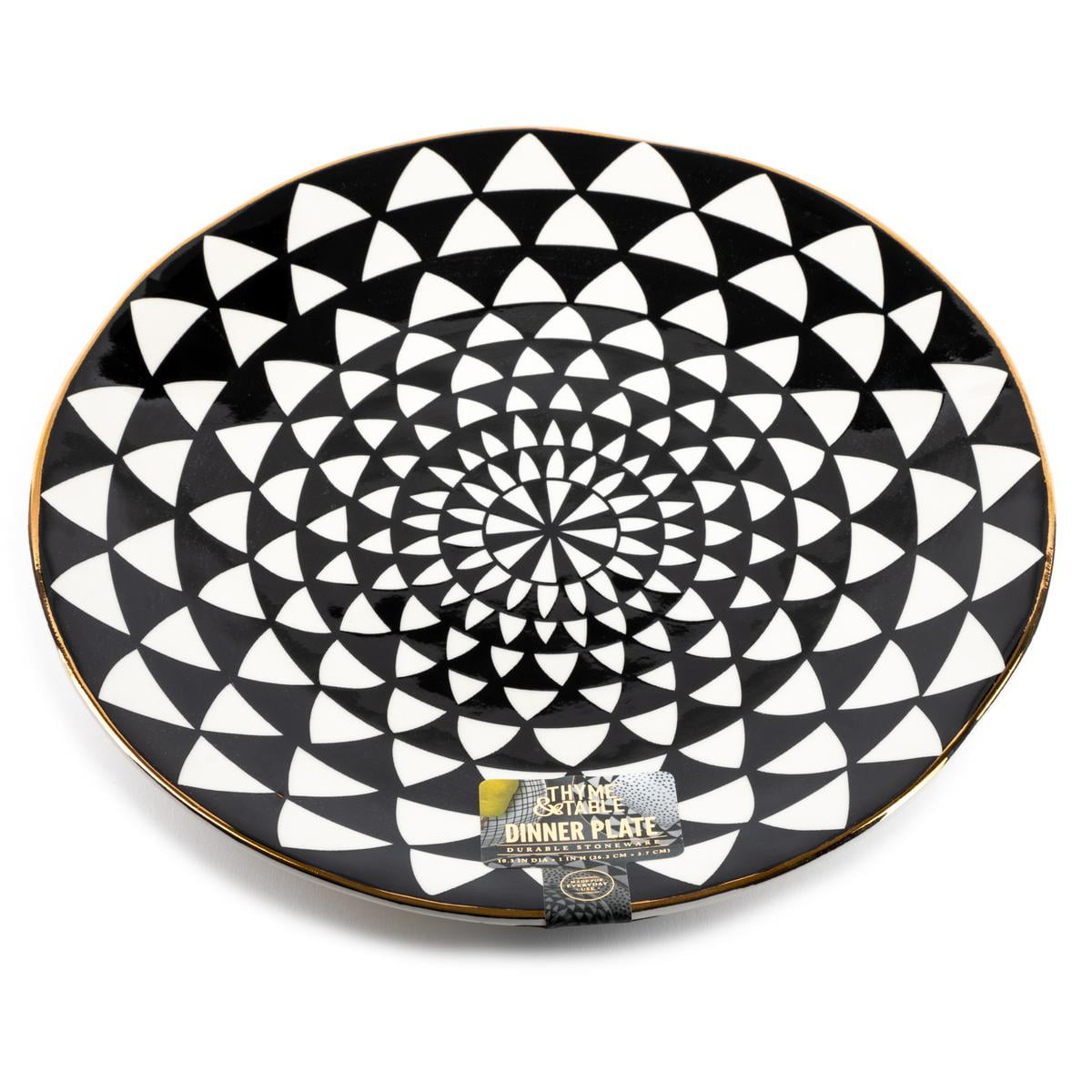 Thyme & Table Stoneware Dinner Plate, Black & White, Medallion Collection