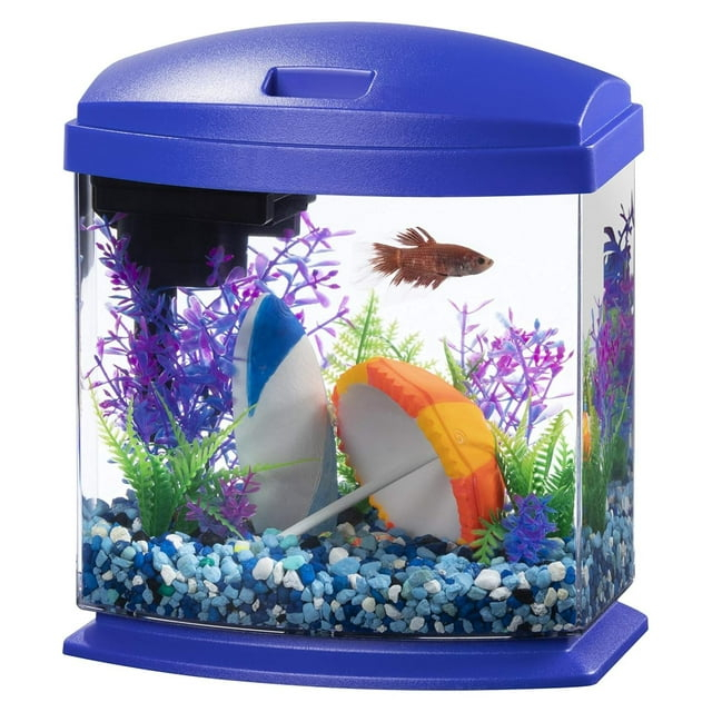 TiaGOC LED MiniBow Small Aquarium Fish Kit with SmartClean Technology, Blue, 1 Gallon