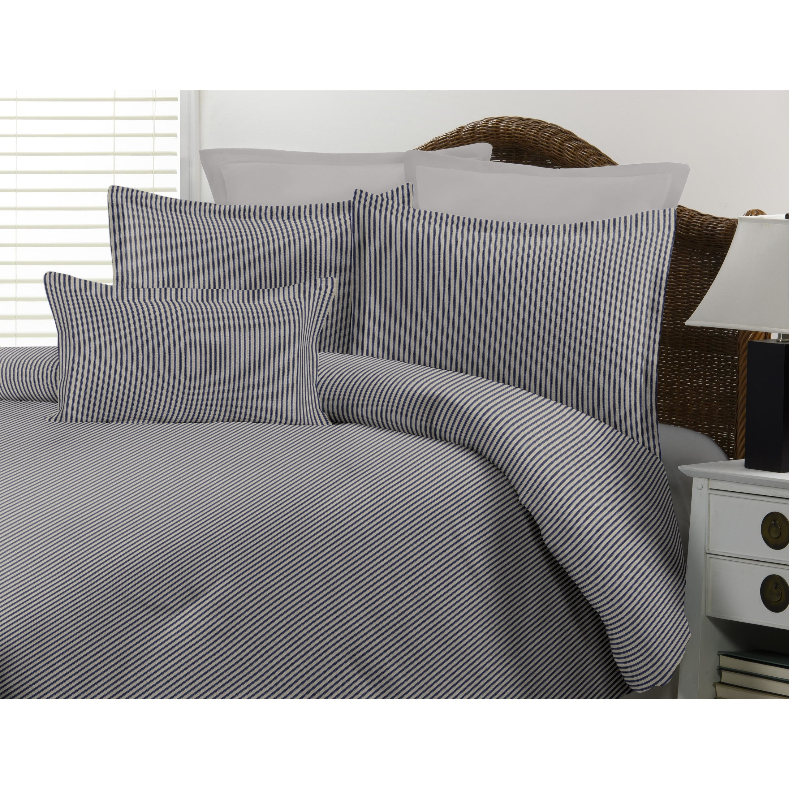 Ticking stripe blue comforter mini set King