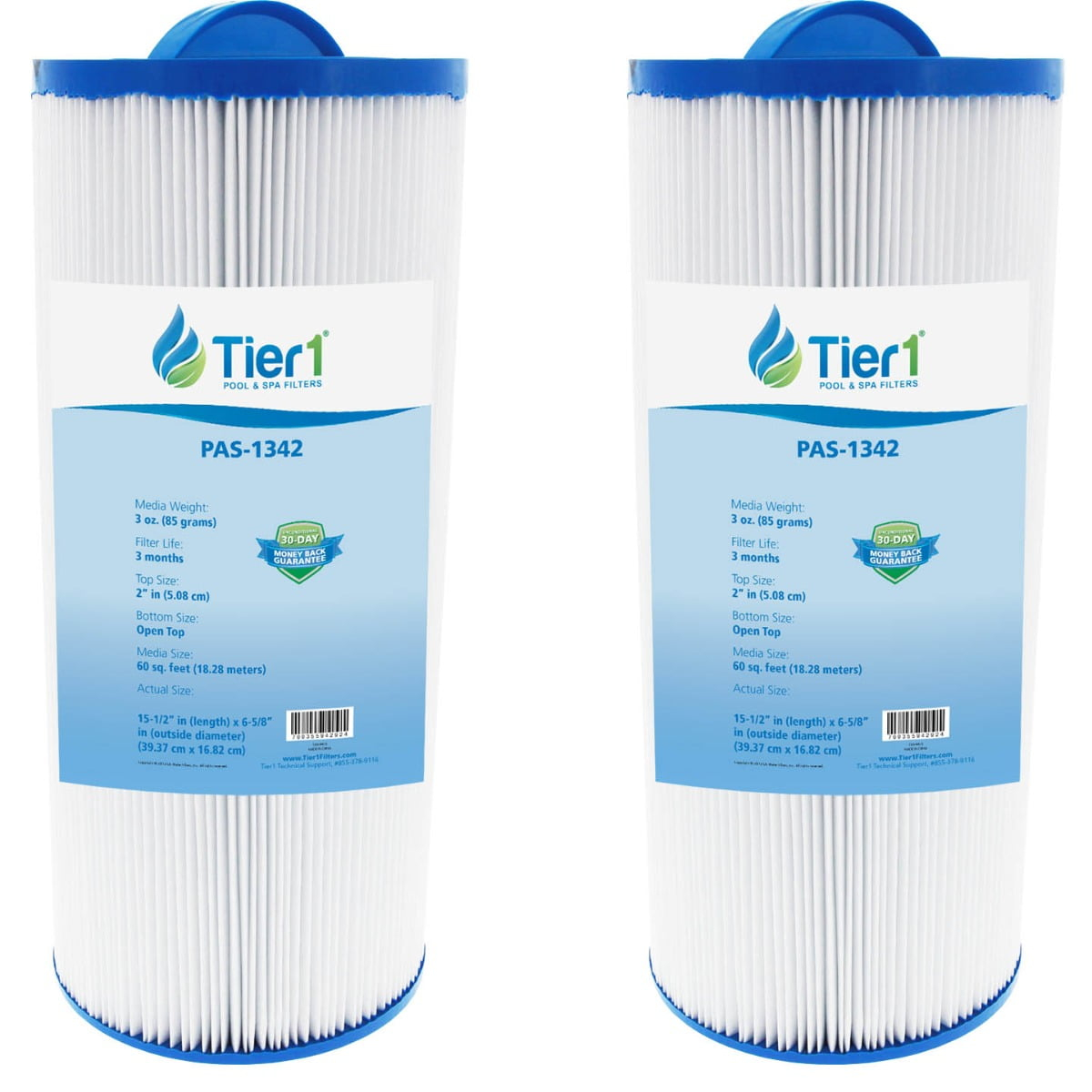 Tier1 Pool & Spa Filter Cartridge 2-pk | Replacement for Jacuzzi J300, J400, 6541-383, Pleatco PJW60TL-OT-F2S, Filbur FC-2715, Unicel 6CH-961, and More | 60 sq ft Pleated Fabric Filter Media