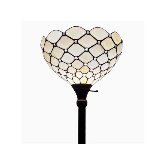 Tiffany Style Jeweled Torchiere Floor Lamp - 72" Tall