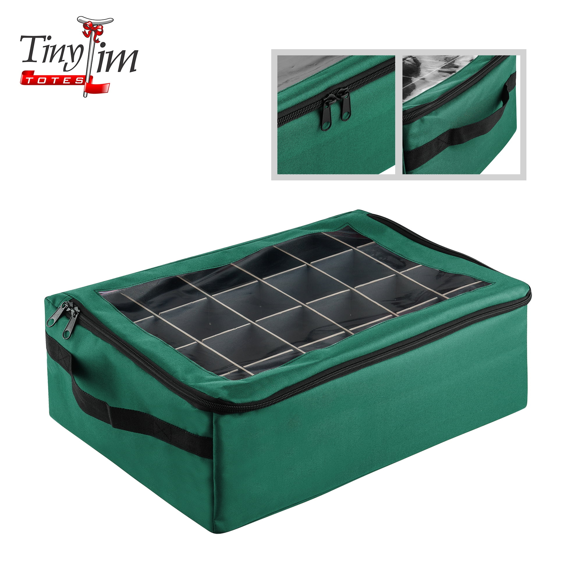 Tiny Tim Totes 83-DT5575 48 Christmas Ornament Organizer Storage Box - Green