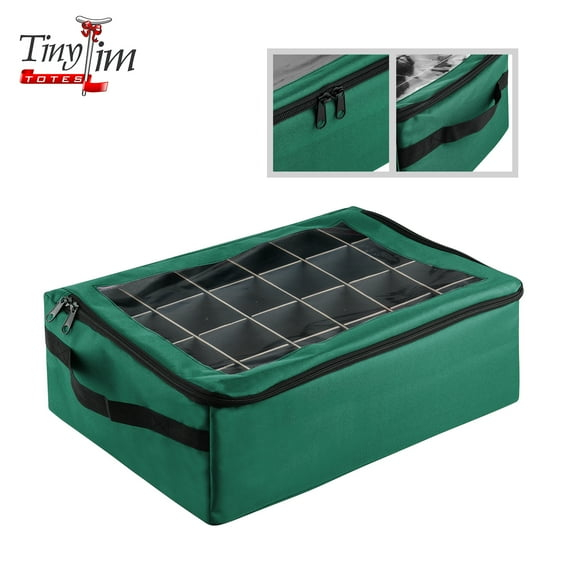 Tiny Tim Totes 83-DT5575 48 Christmas Ornament Organizer Storage Box - Green