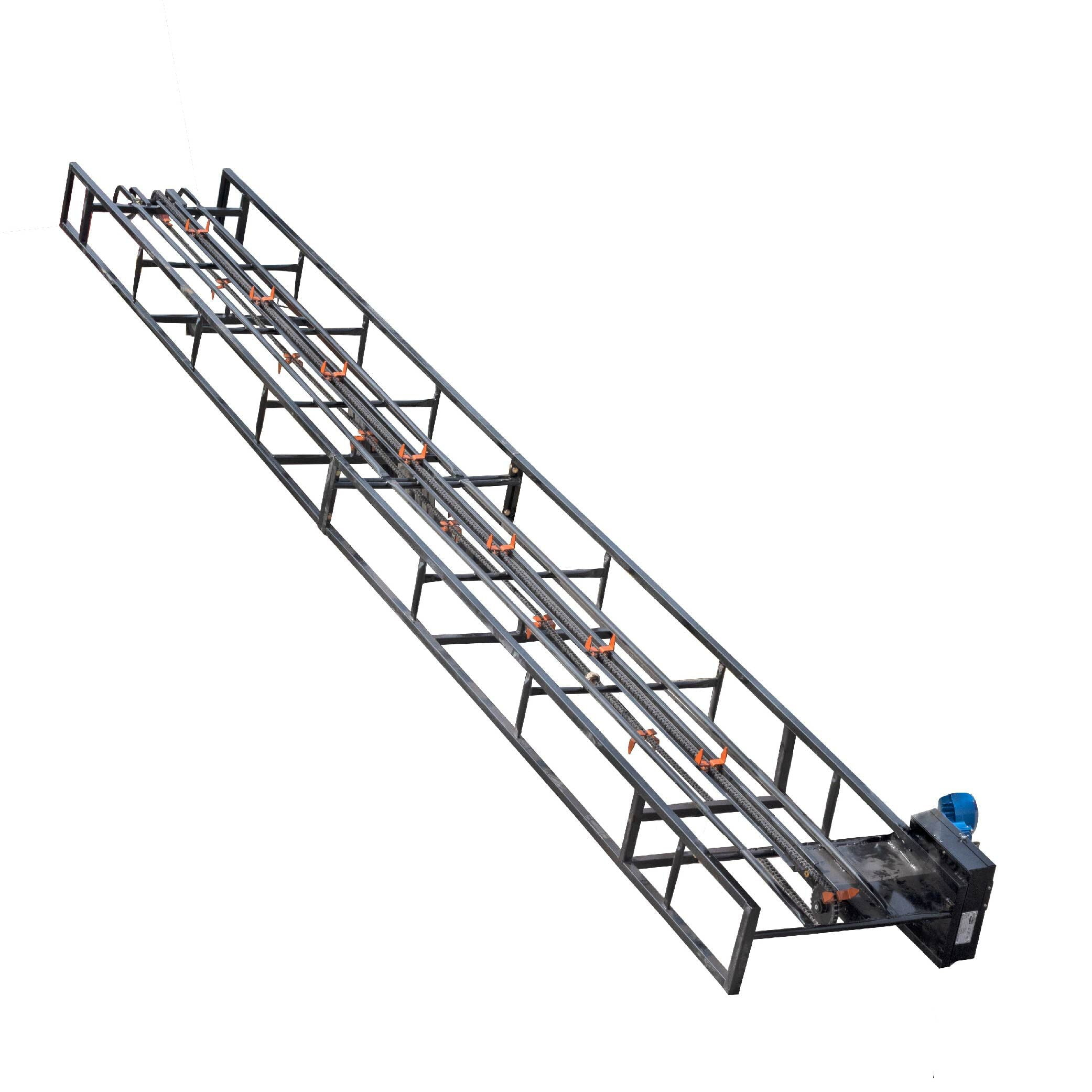 Titan Attachments Chain Drive 15ft Square Hay Bale Elevator Base Unit with 3/4 HP Motor, Charcoal Finish, Hay Harvesting Agricultural Equipment