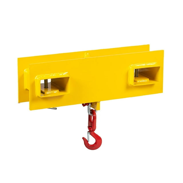 Titan Attachments Forklift Lifting Hoist Hook, 4000 LB Capacity, Yellow Fork Mounted Crane with Single HD Red Swivel Hook and Large T-Screws, Lift Heavy Loads with Ease, Warehouse Factory Attachment