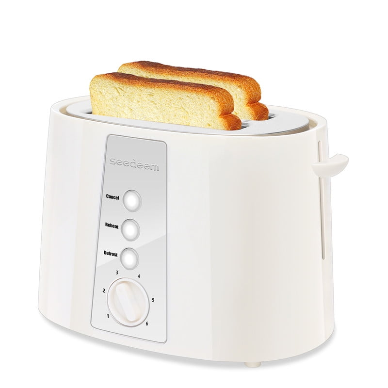 Tostadora 2 Rebanadas, Ranura Extra Ancha, con Función Cancelar, Descongelar, Recalentar, 6 Ajustes de Tono, para Waffles O Bagel, Bandeja para Migas Extraíble, 750W, Blanco Crema