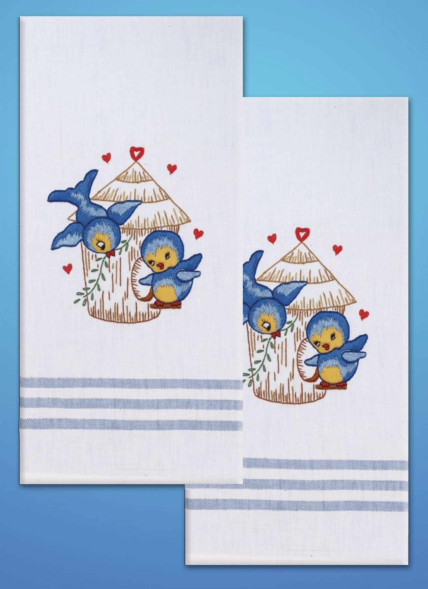 Tobin Stamped For Embroidery Kitchen Towels 20"X28" 2/Pkg-Bird