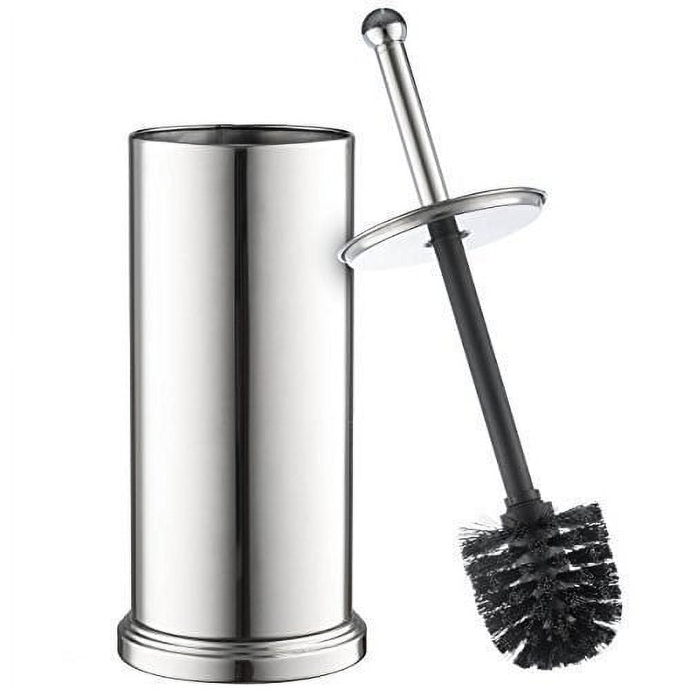 Toilet Brush Set - Toilet Bowl Set in Chrome - Toilet Cleaning with Lid and Holder Bowl - Homeitusa