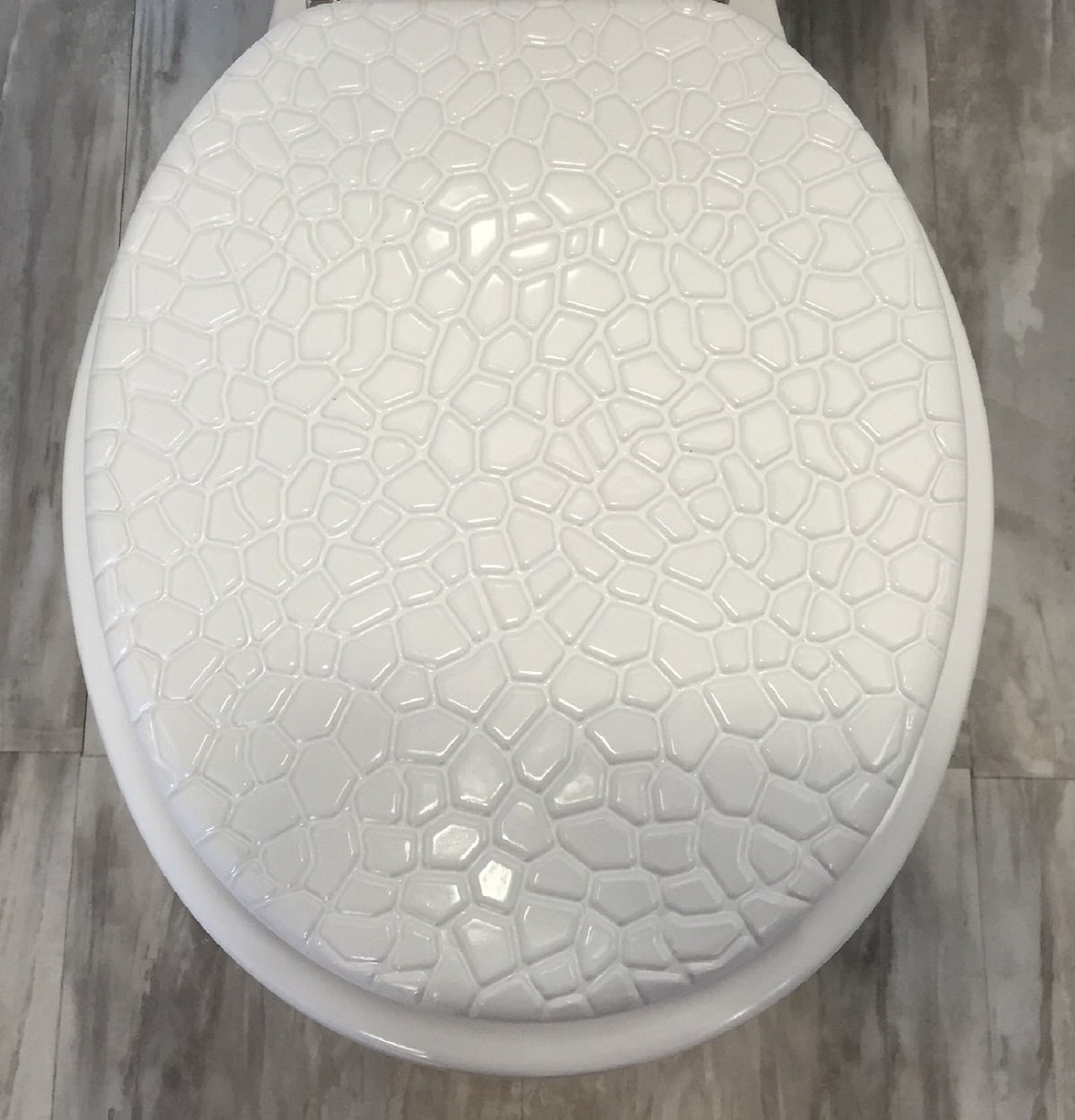 Daniels Bath WHITE STONE SEAT Round Toilet Seat and Lid