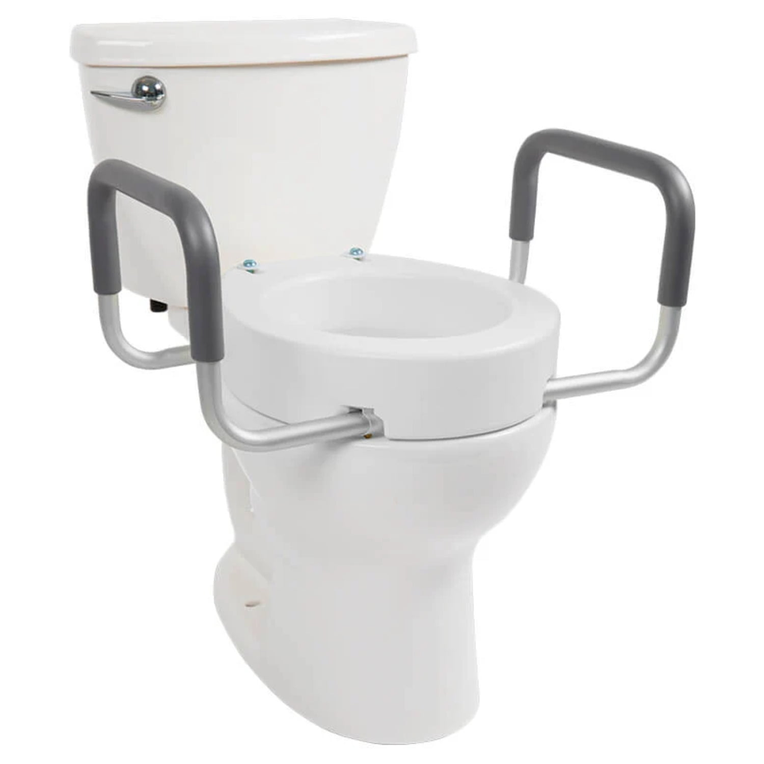 Vive Raised Toilet Seat with Handles, 3.5" Toilet Seat Riser with Arms, Elongated, Weight Capacity 300lbs