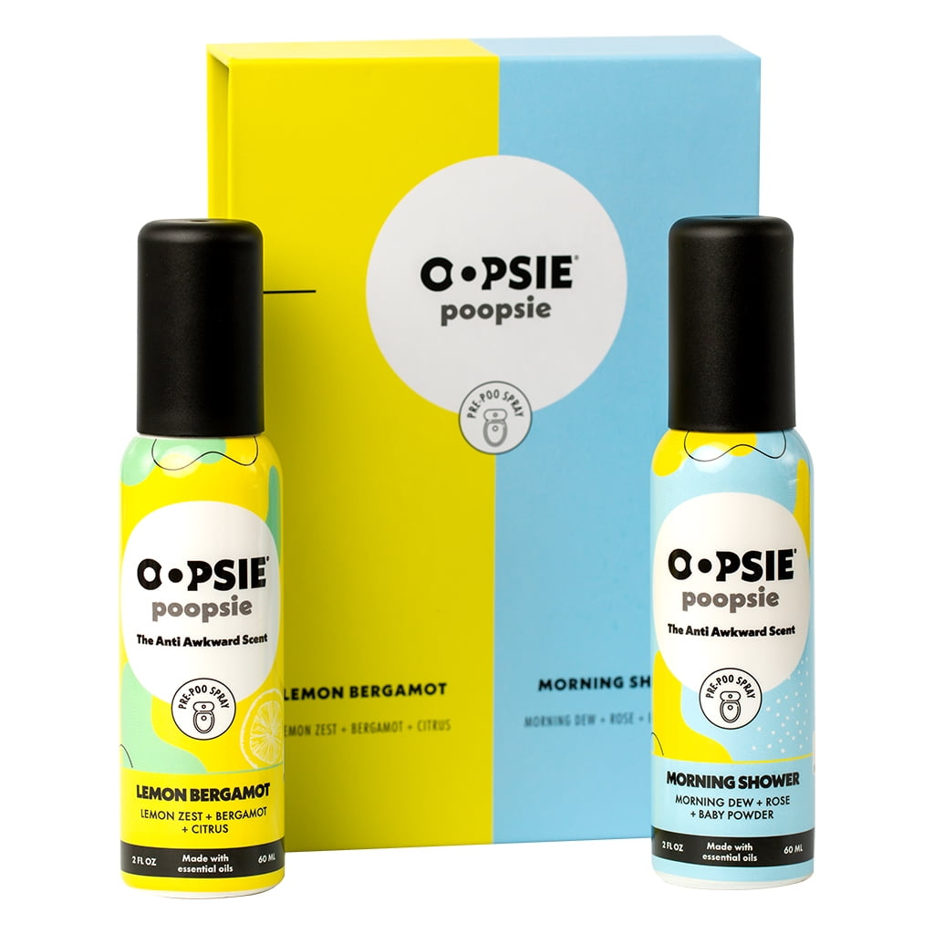 Toilet Spray Lemon Bergamot and Morning Shower Giftable 2 Pack Assorted Scents 2oz