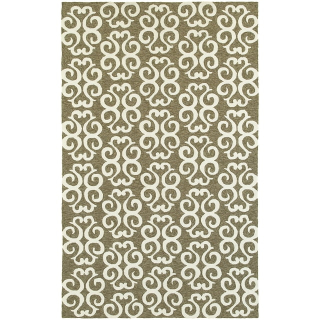 Atrium Damask Hand-Hooked Brown/Ivory Area Rug