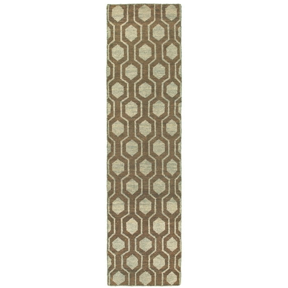Maddox Geometric Hand-Knotted Wool Brown/Beige Area Rug
