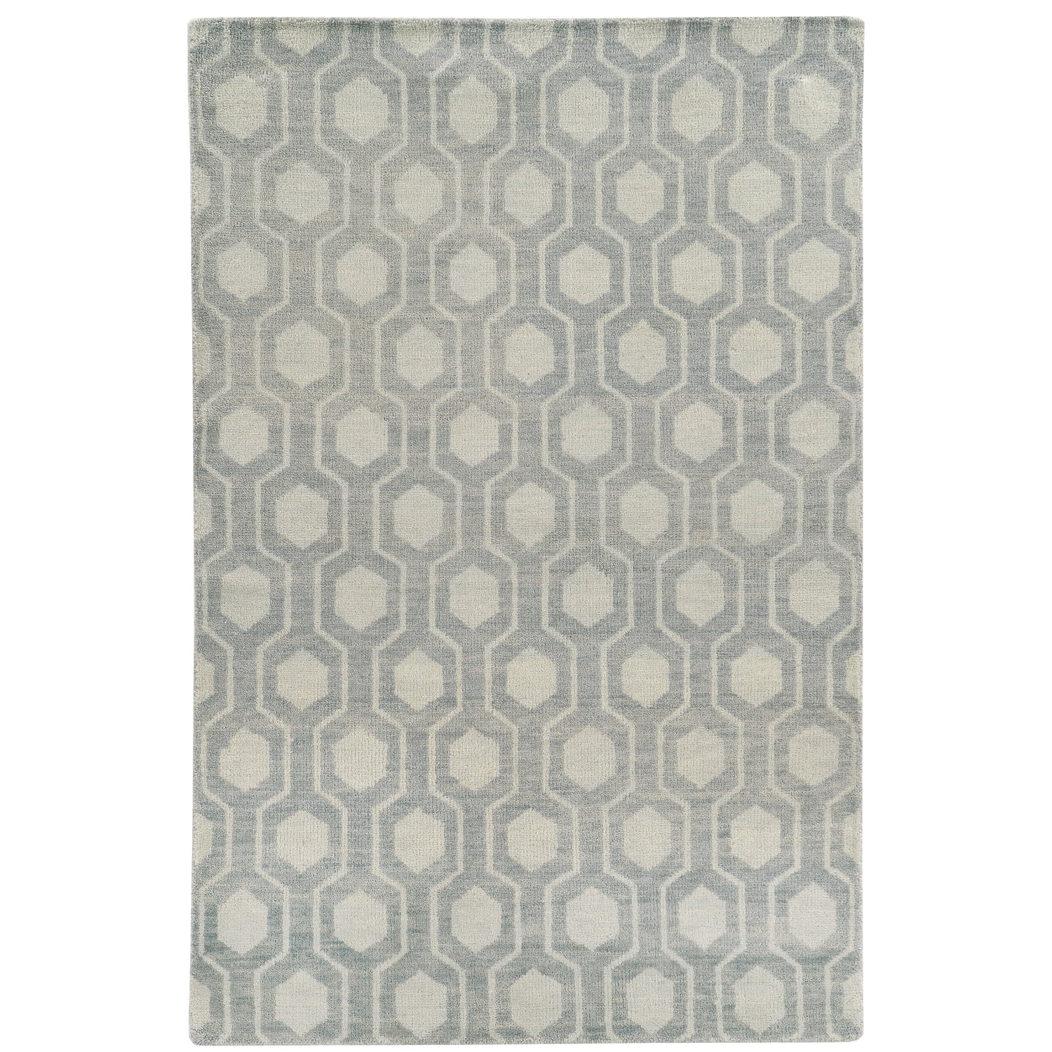 Maddox Geometric Hand-Knotted Wool Blue/Beige Area Rug