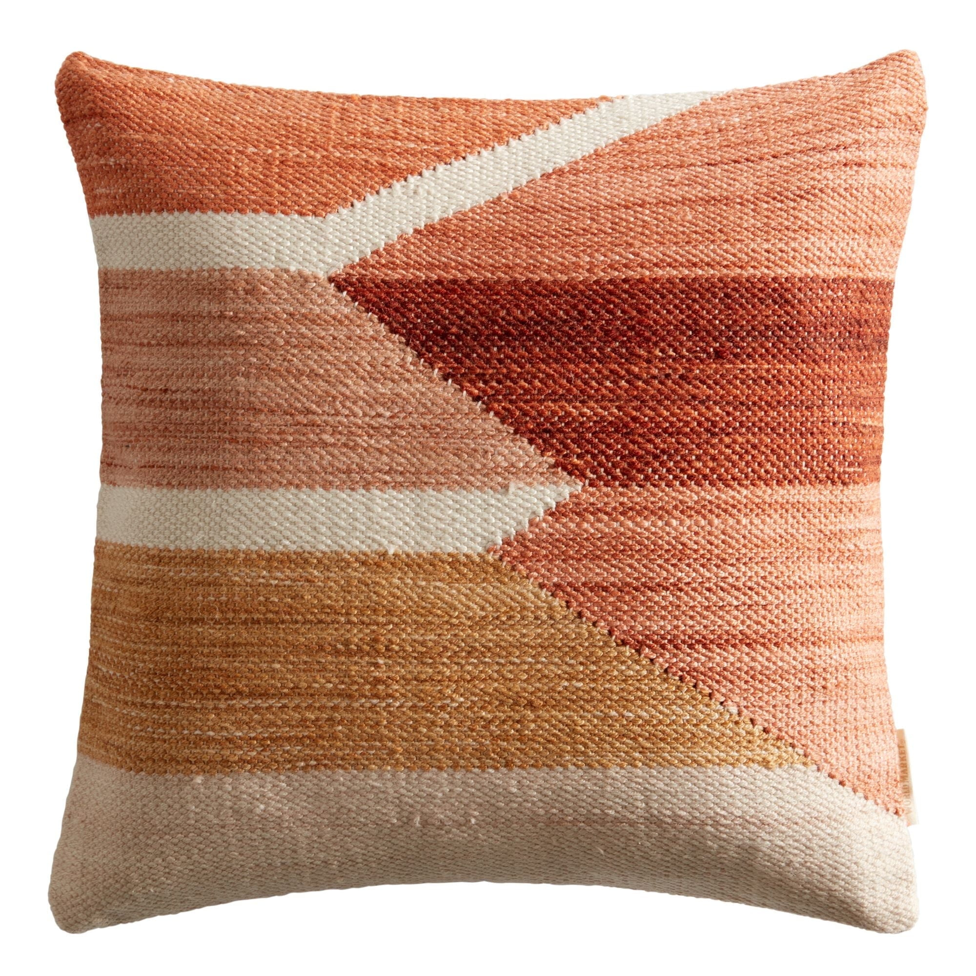 Tonal Woven Geometric Indoor Outdoor Throw Pillow Warm