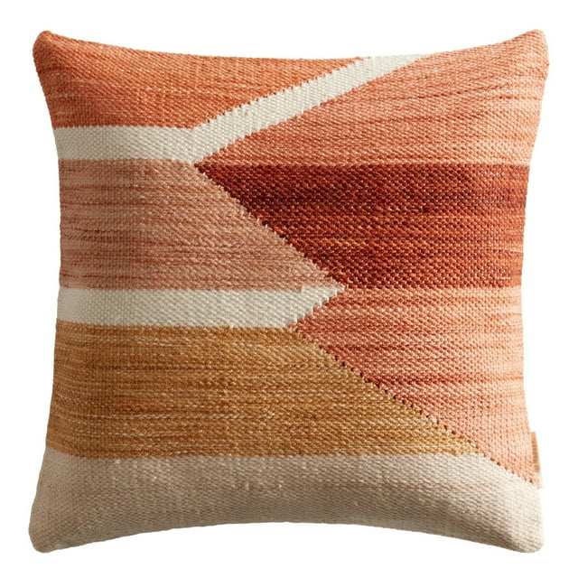 Tonal Woven Geometric Indoor Outdoor Throw Pillow Warm