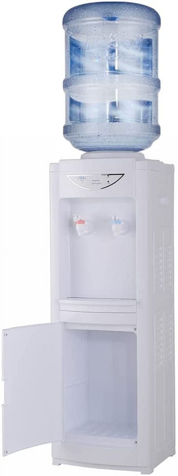 Hot & Cold Top Loading Water Dispenser, 5 Gallon Water Cooler Dispenser with Child Safety Lock, Removable Drip Tray and Storage Cabinet, Ideal for Home Office Use, White