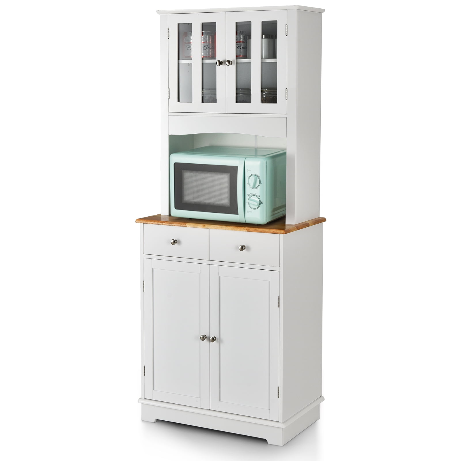 Kadyn Buffet Sideboard,Sideboard Buffet Cabinet,Kitchen Pantry Cabinet with Wood Top and Hutch-White