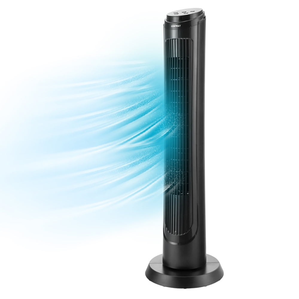 Topcobe 40" Tower Fan with Remote 75˚ Oscillating Fan with 3 Wind Modes and 4 Wind Speeds, Smart Floor Fans for Bedroom, Standing Bladeless Fan, Black
