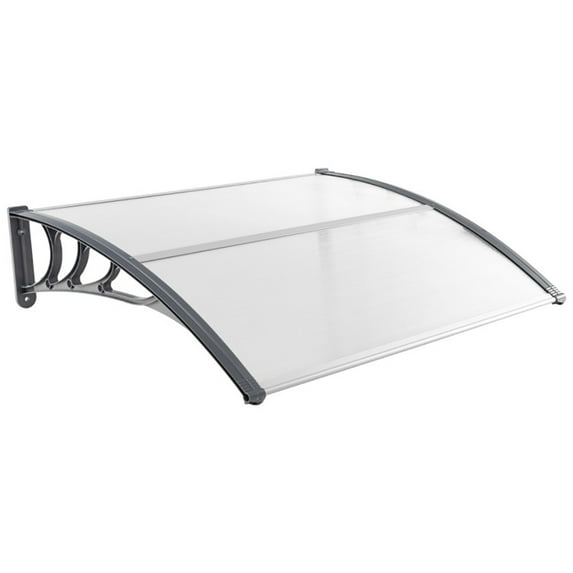 48" x 40" Window Awning, Awnings for Doors, with Hollow Sheet, Rain Snow Sunlight, Outdoor Awning Canopy Exterior for Porch, Deck, Patio, Balcony, Gray