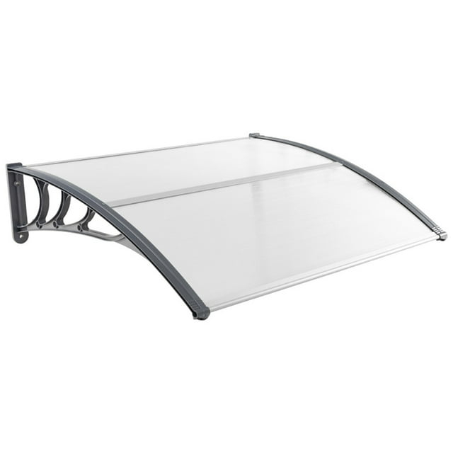 48" x 40" Window Awning, Awnings for Doors, with Hollow Sheet, Rain Snow Sunlight, Outdoor Awning Canopy Exterior for Porch, Deck, Patio, Balcony, Gray