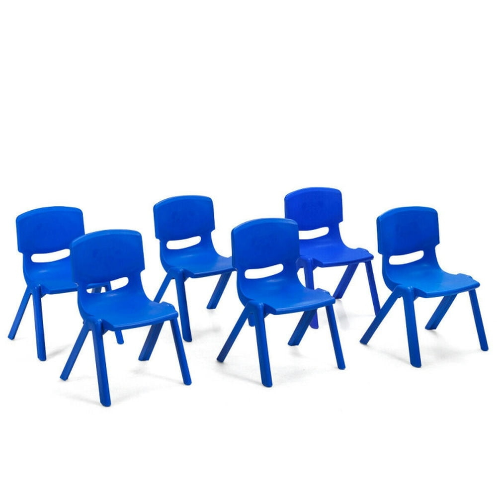 Topcobe 6-pack Kids Plastic Stackable Classroom Chairs, Toddler Living Room Chair-Blue