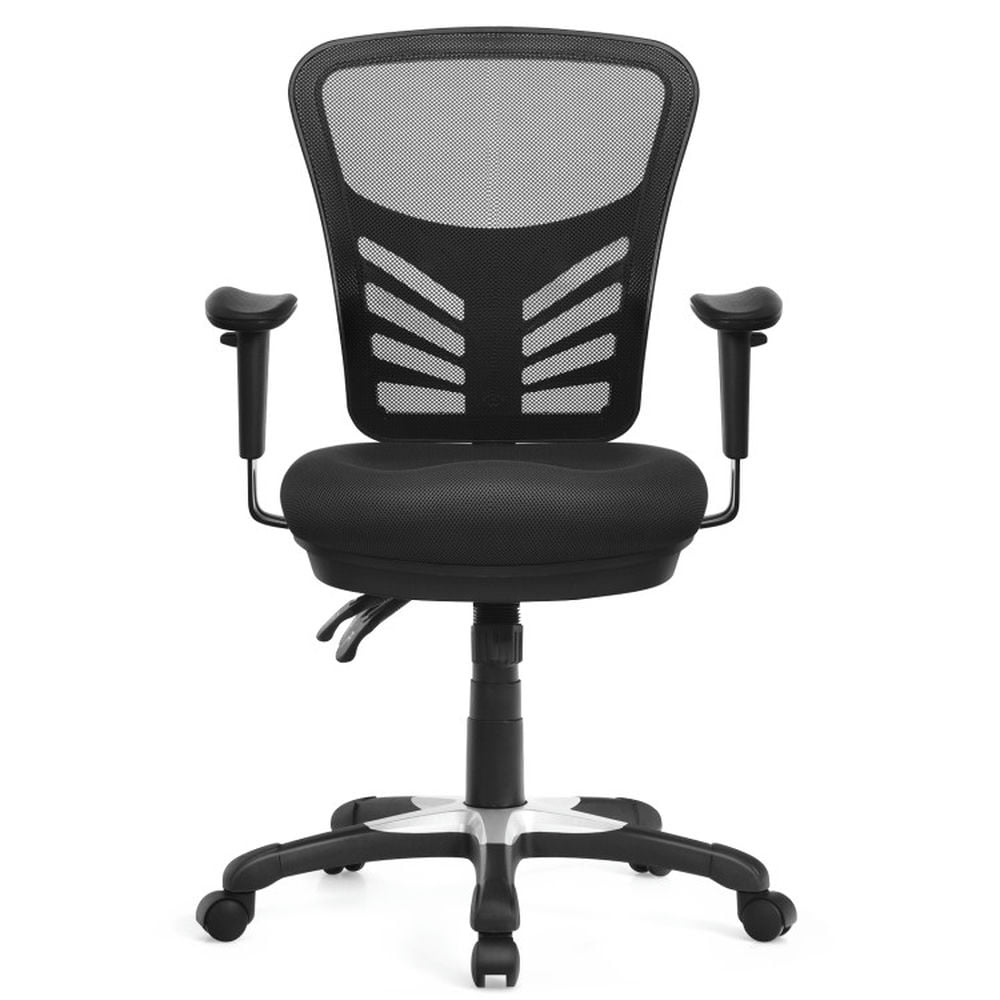 Spaco Ergonomic Mesh Office Chair with Adjustable Back Height and Armrests-Black, Home Office Computer Desk Chair, Ergonomic Office Chair for Bedroom,Study