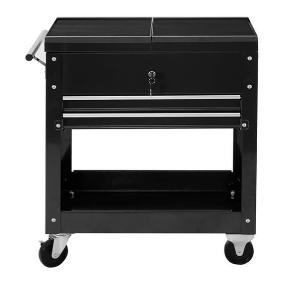 Topcobe Rolling Mechanics Tool Cart Slide Top Utility Storage Cabinet Organizer 2 Drawers, Multipurpose Organizer with Divided Slide-Out Storage Bins